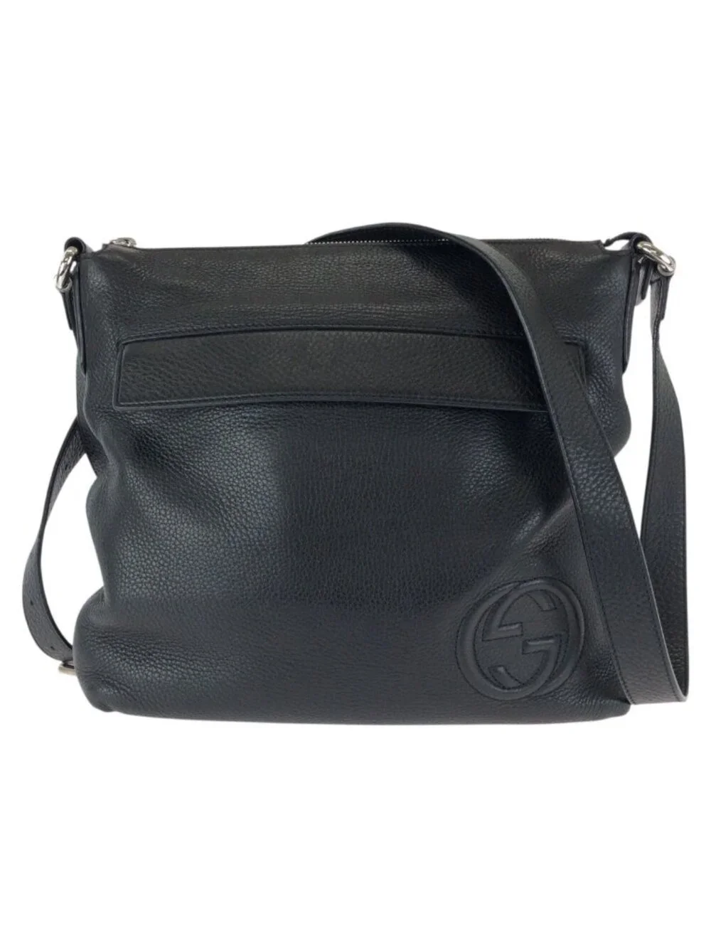 Gucci Interlocking Black Silver Leather Shoulder